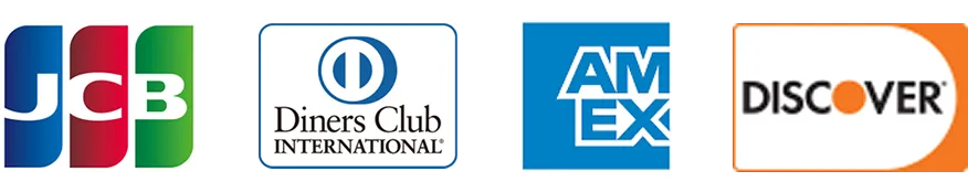 JCB, Diners Club, AMEX, DISCOVER